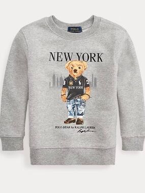 Polo by Ralph Lauren Heather Gray Crewneck Sweatshirt w/ New York Teddy Bear 2T